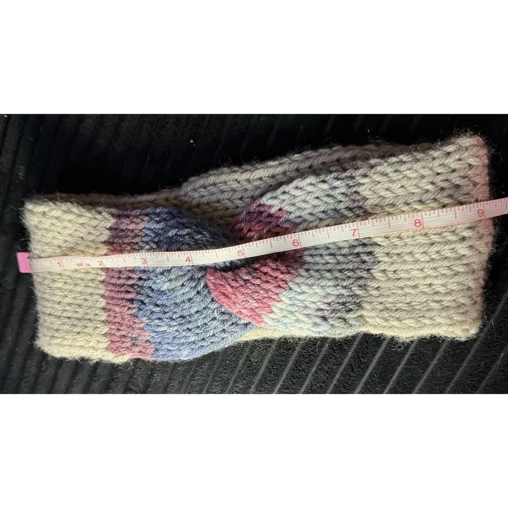 Handmade Knitted Twisted Ear Warmer Headband Cream Blue Pink Adult